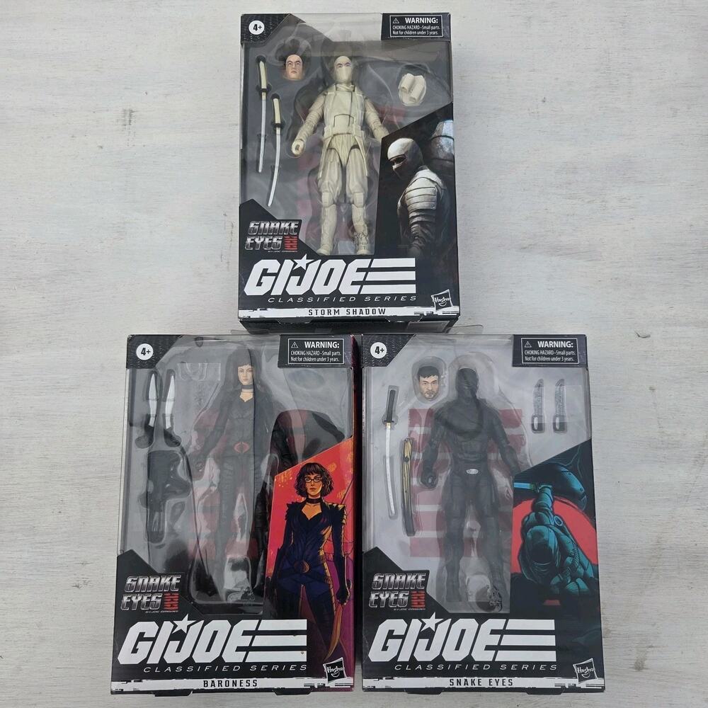 Hasbro G.I. Joe Snake Eyes & Storm Shadow & Baroness Action Figures Bundle Of 3